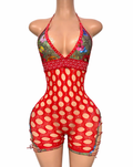 GG Flower Fishnet Romper