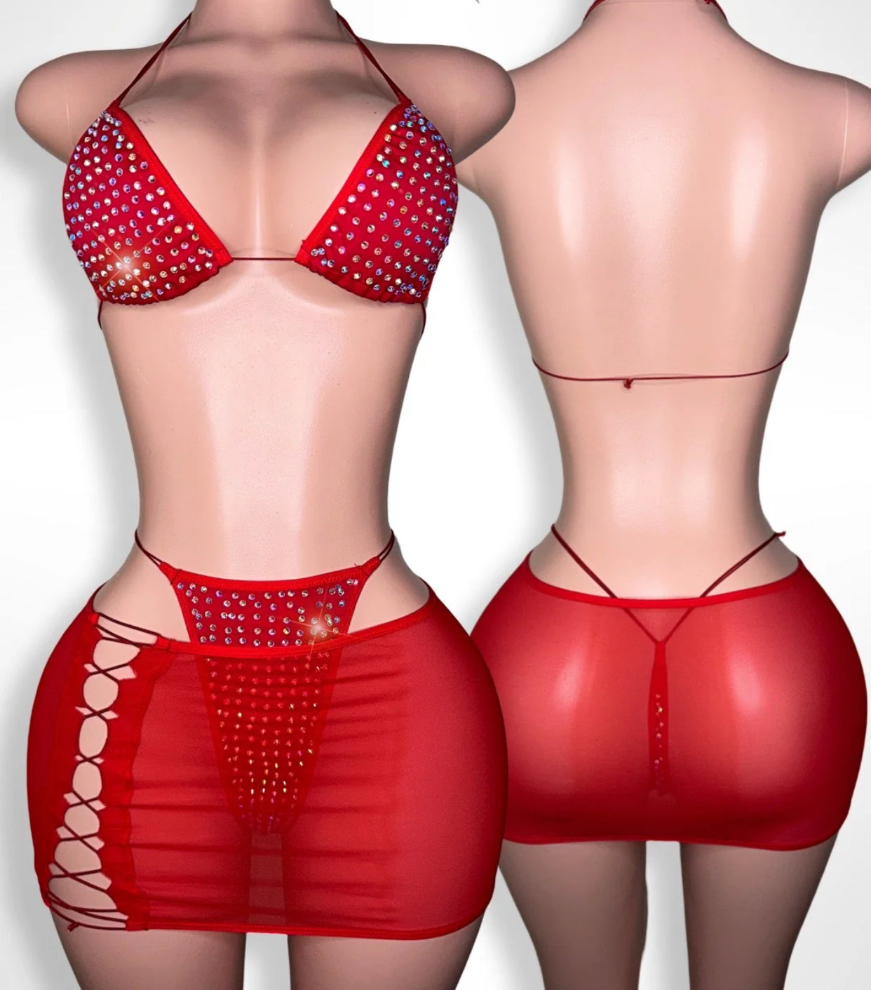 Rosa Red 3- Piece Skirt Set