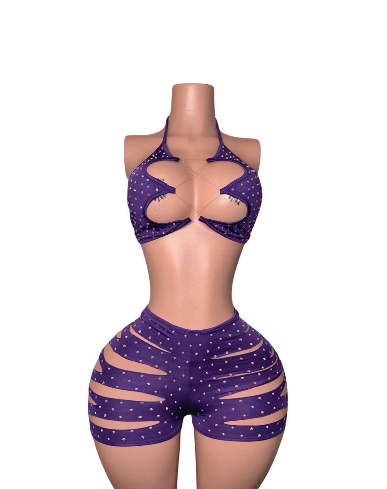 Tia Diamond Slit Shorts Set