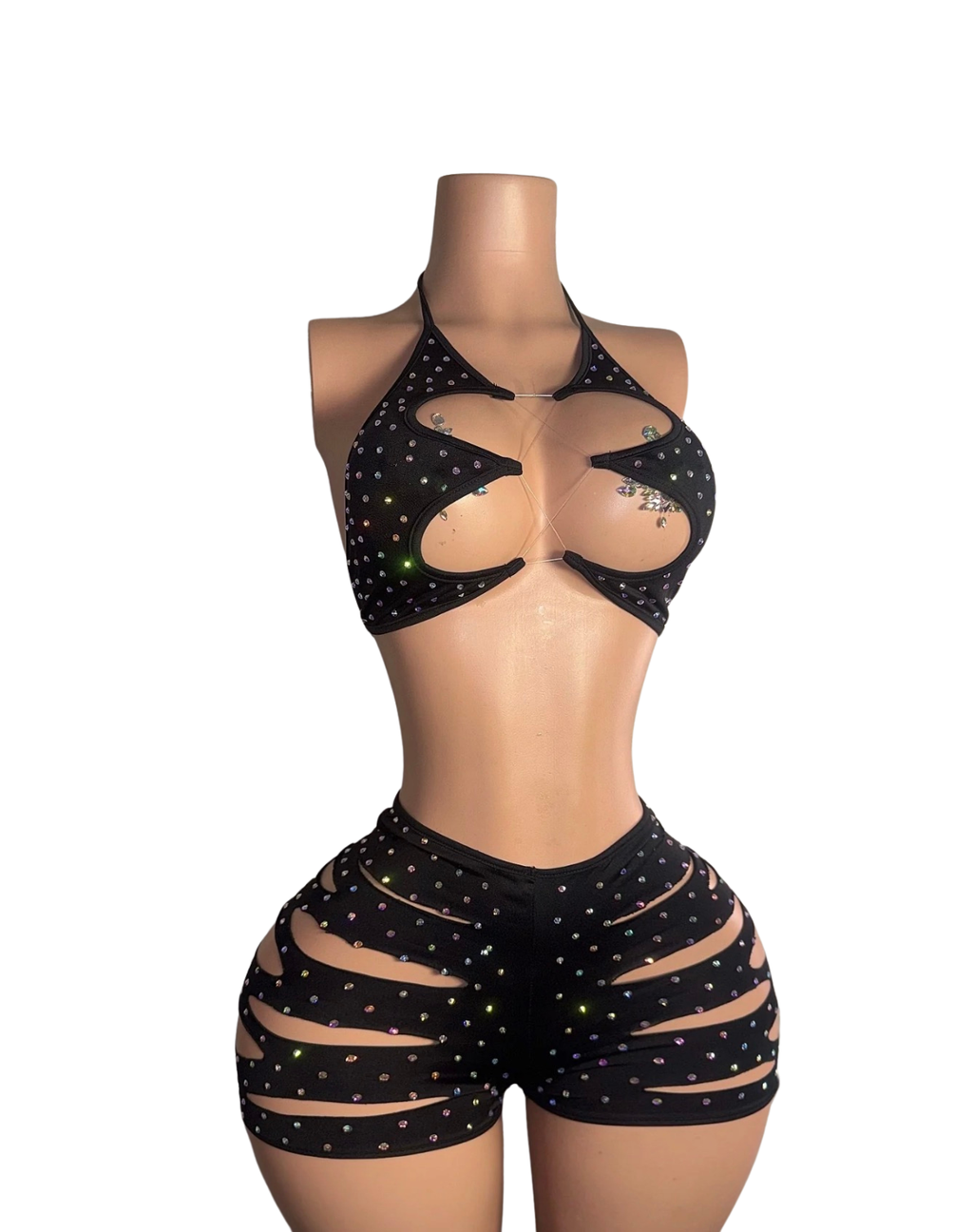 Tia Diamond Slit Shorts Set