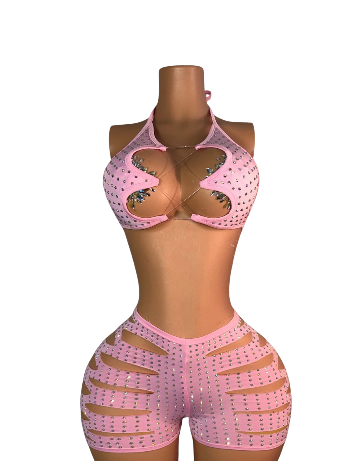 Tia Diamond Slit Shorts Set