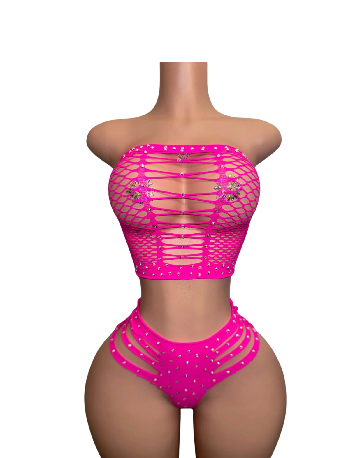Nena 2 Piece Cheeky Fishnet Set