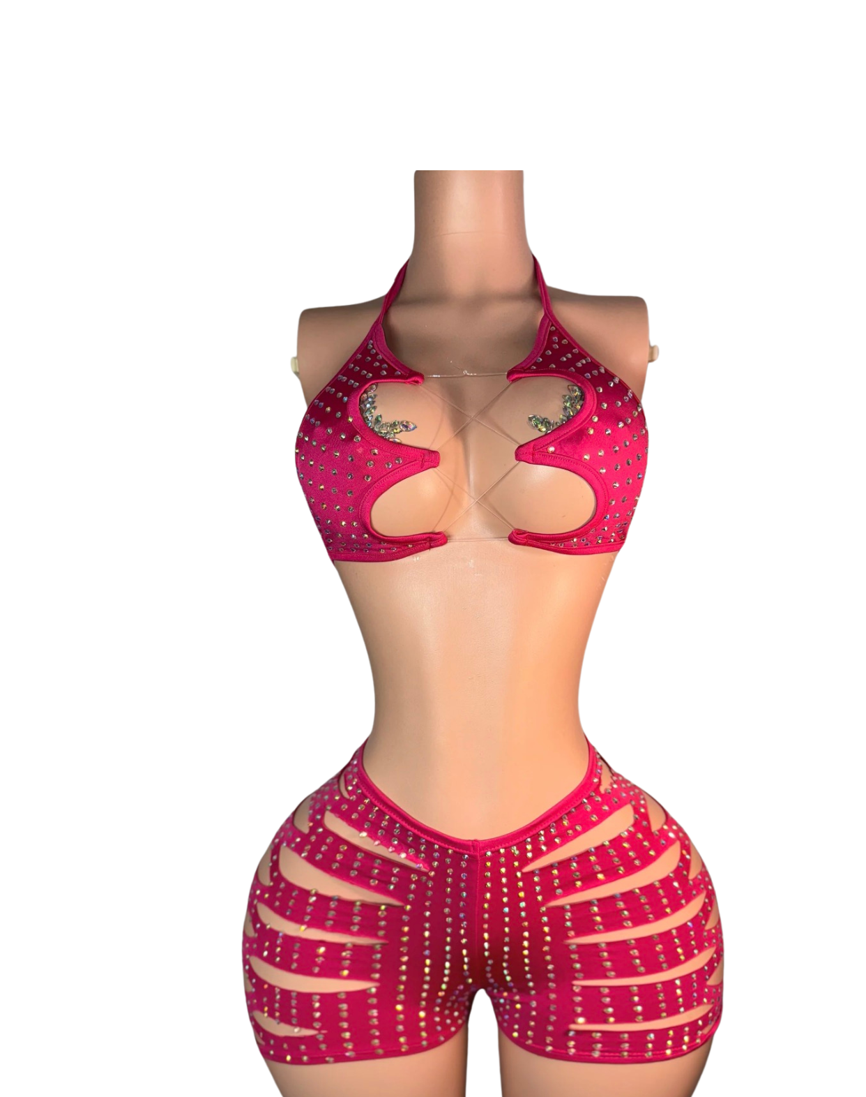 Tia Diamond Slit Shorts Set