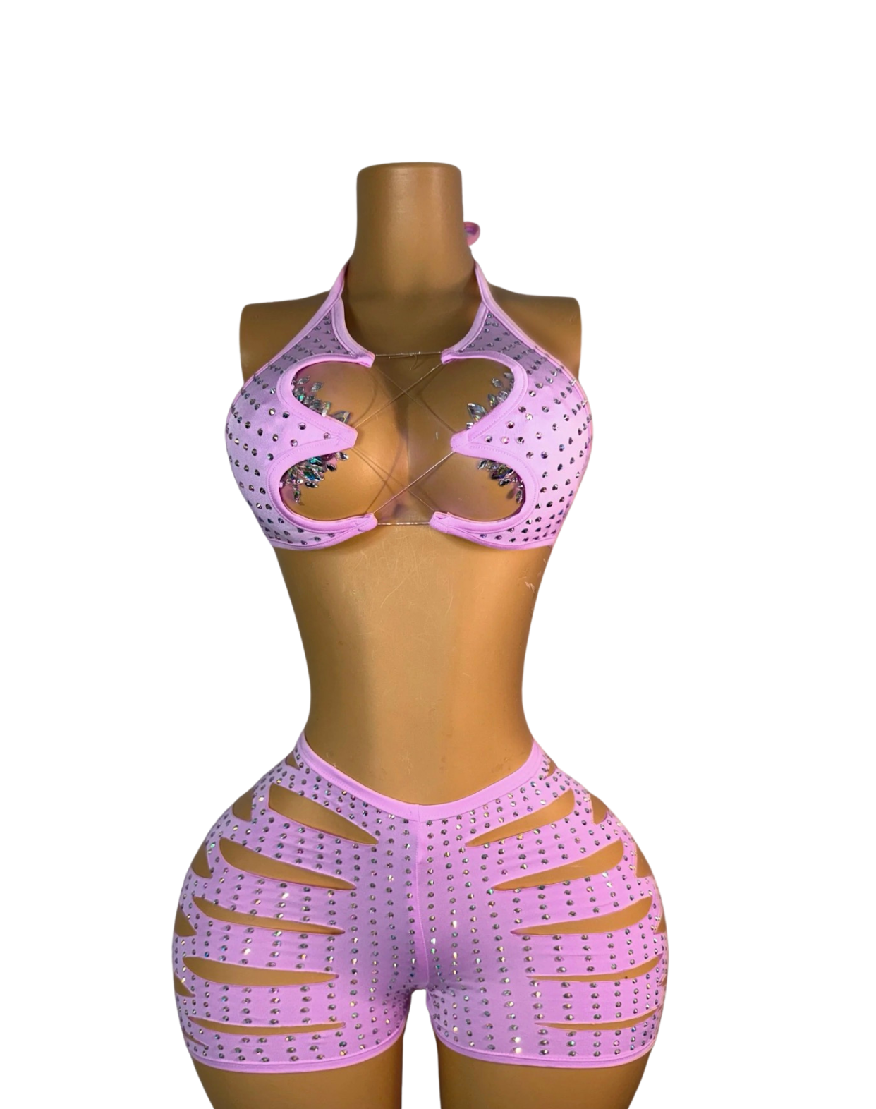 Tia Diamond Slit Shorts Set