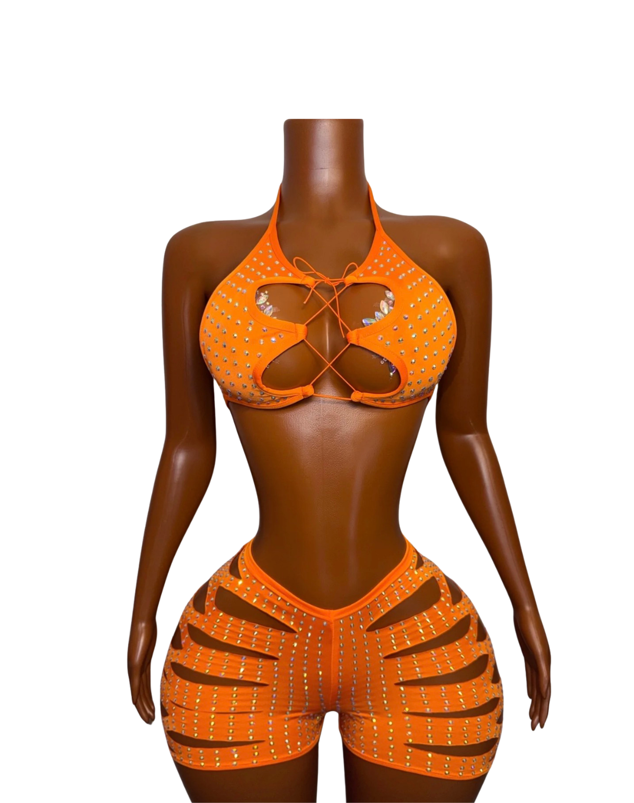 Tia Diamond Slit Shorts Set