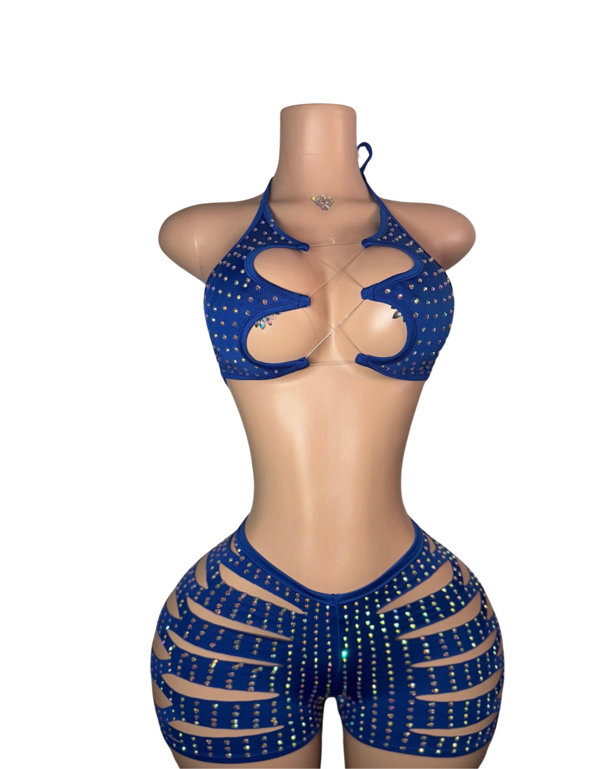 Tia Diamond Slit Shorts Set