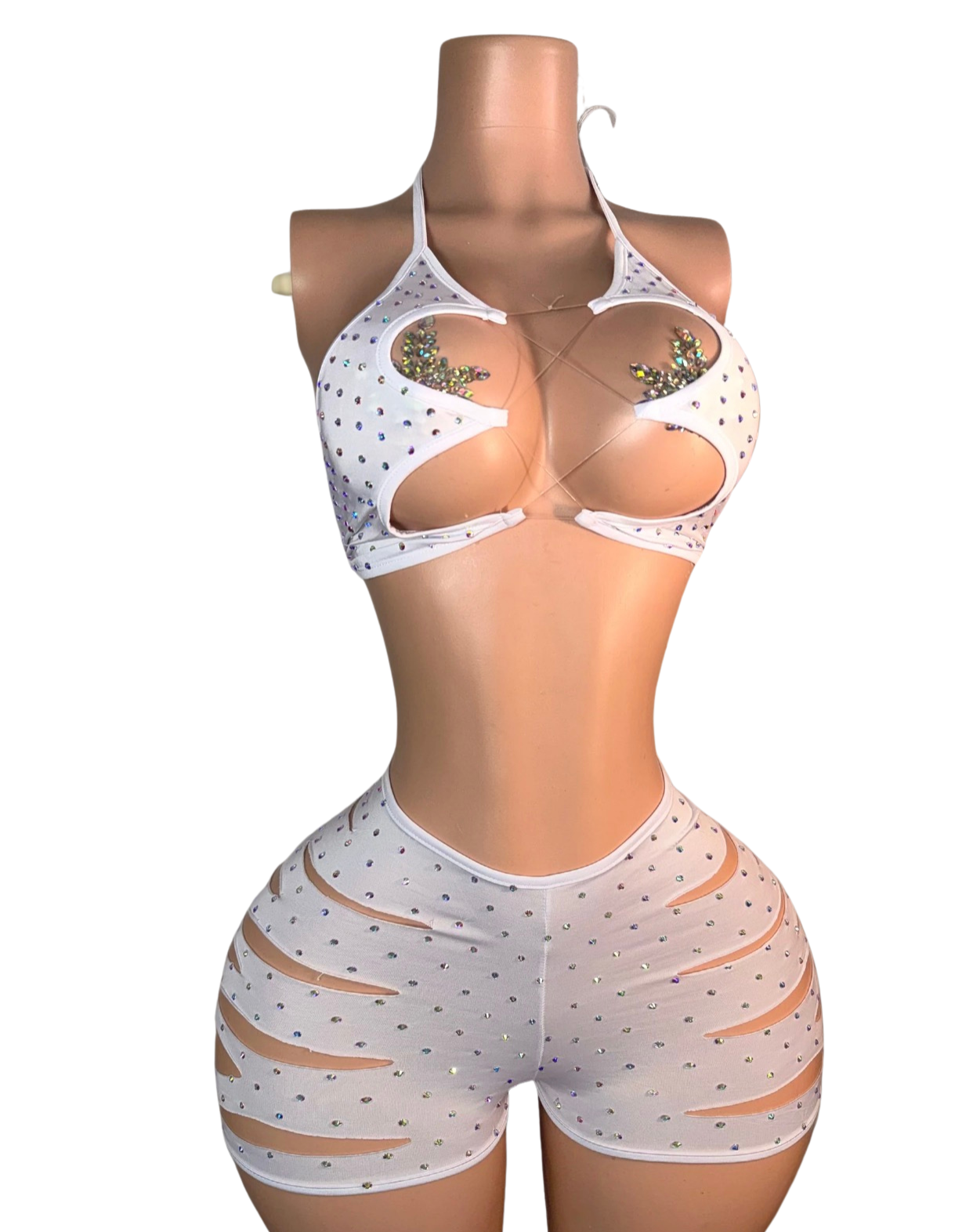 Tia Diamond Slit Shorts Set